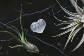 Etched Selenite Heart "Flower of Life"