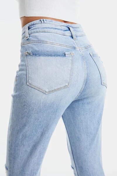 Explore More Collection - BAYEAS Full Size Distressed Raw Hem High Waist Flare Jeans