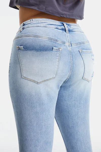 Explore More Collection - BAYEAS Full Size Distressed Raw Hem High Waist Flare Jeans