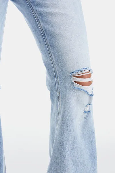 Explore More Collection - BAYEAS Full Size Distressed Raw Hem High Waist Flare Jeans