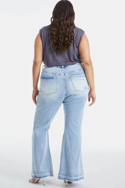 Explore More Collection - BAYEAS Full Size Distressed Raw Hem High Waist Flare Jeans