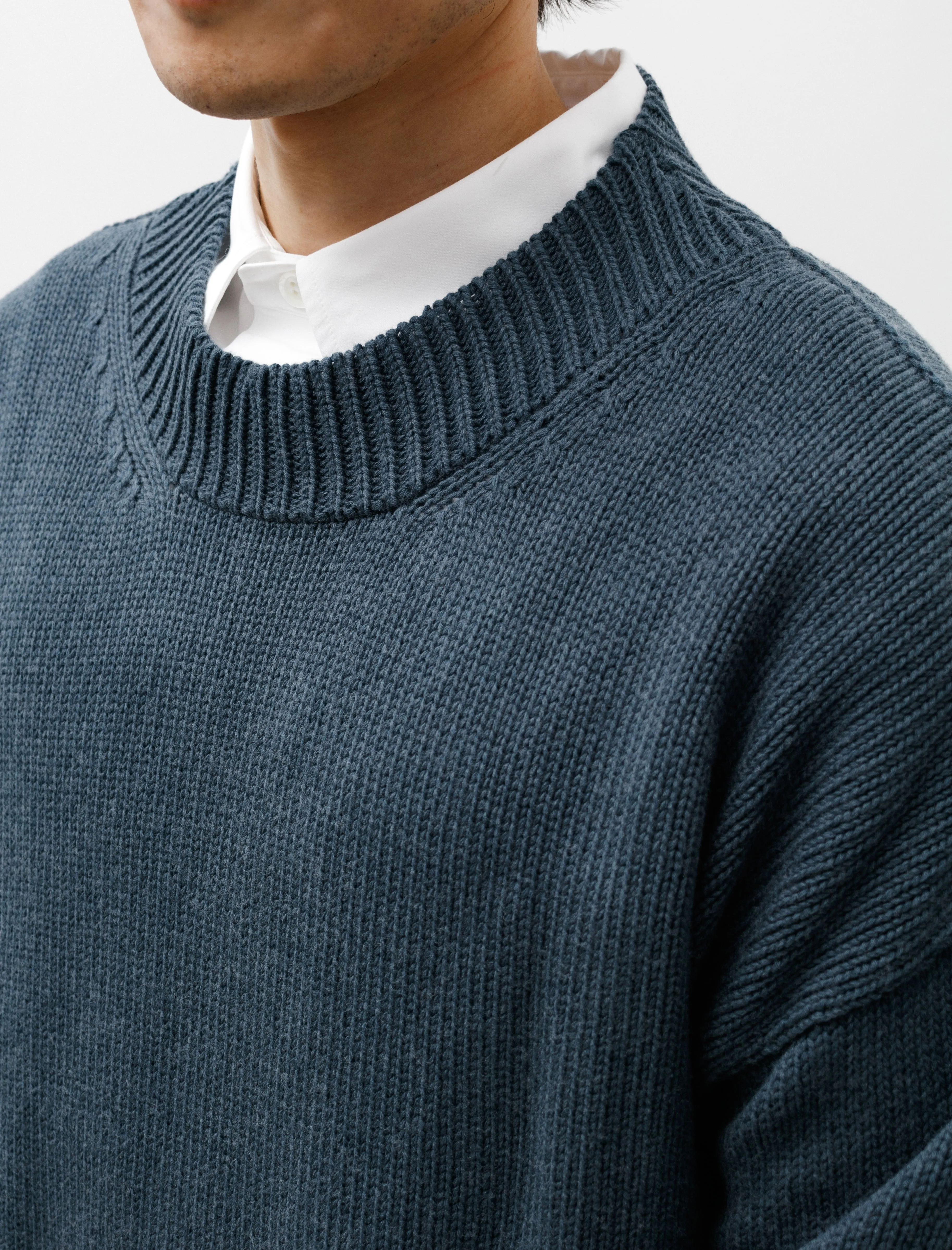 Teal Merino Cotton Fisherman Crew - High-Quality Fishing Attire