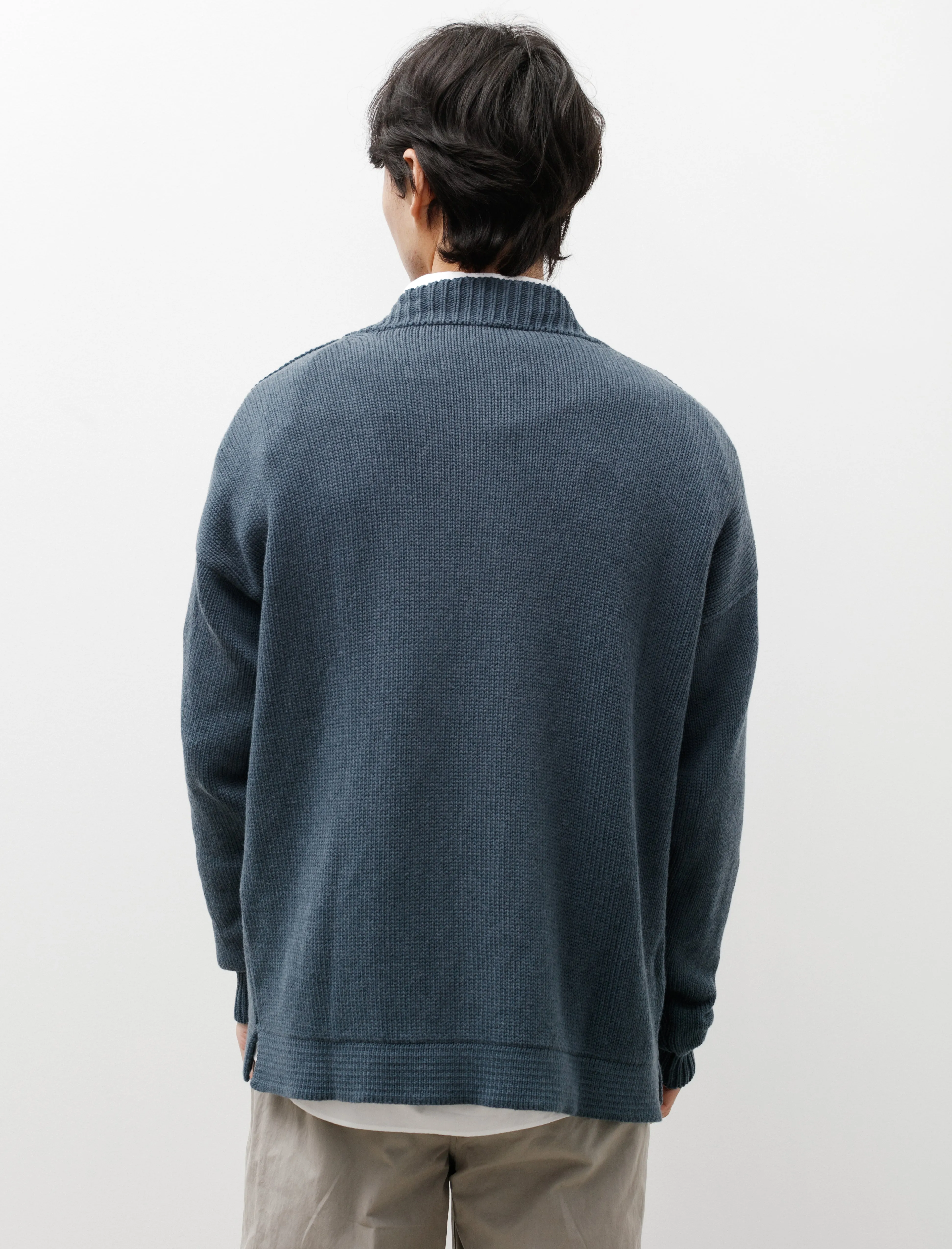 Teal Merino Cotton Fisherman Crew - High-Quality Fishing Attire