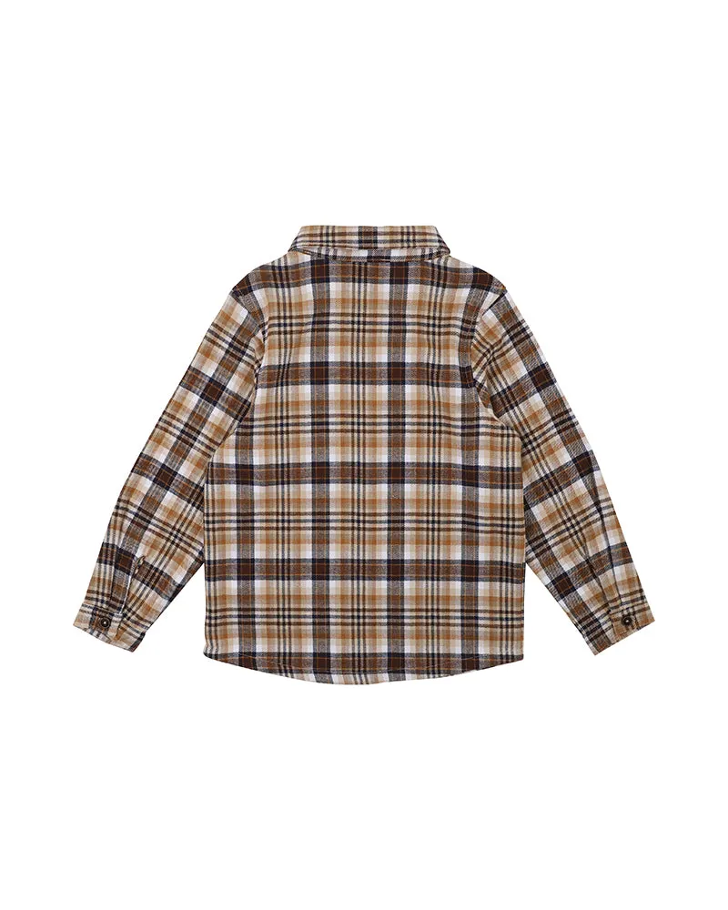 Fox & Finch Wallaby Check Shirt - Latte (Size 00 -7)
