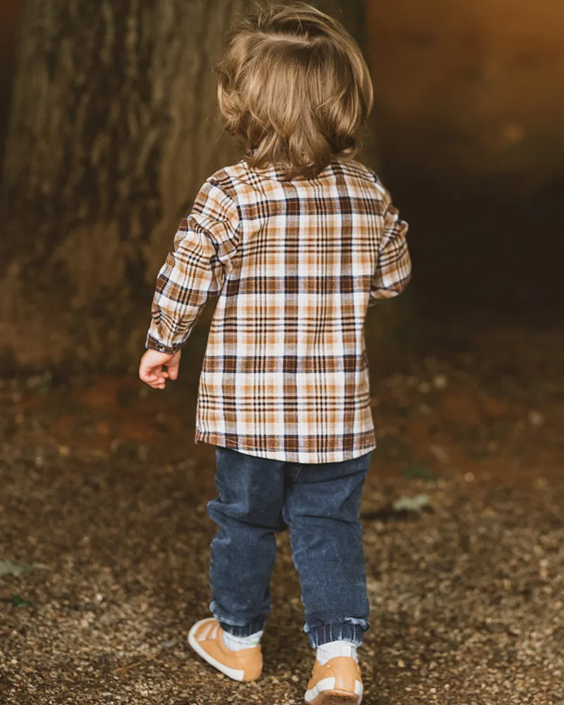 Fox & Finch Wallaby Check Shirt - Latte (Size 00 -7)