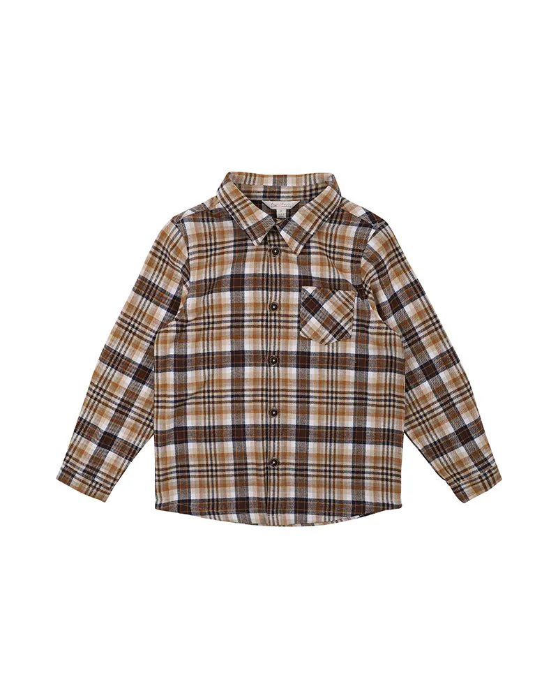 Fox & Finch Wallaby Check Shirt - Latte (Size 00 -7)
