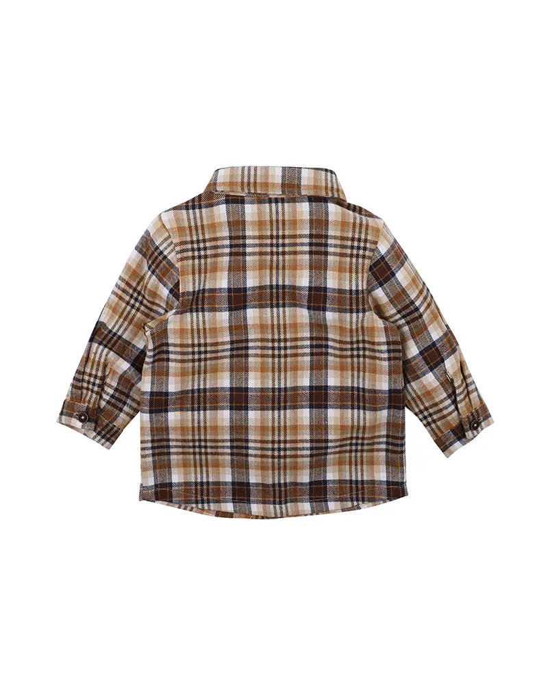 Fox & Finch Wallaby Check Shirt - Latte (Size 00 -7)