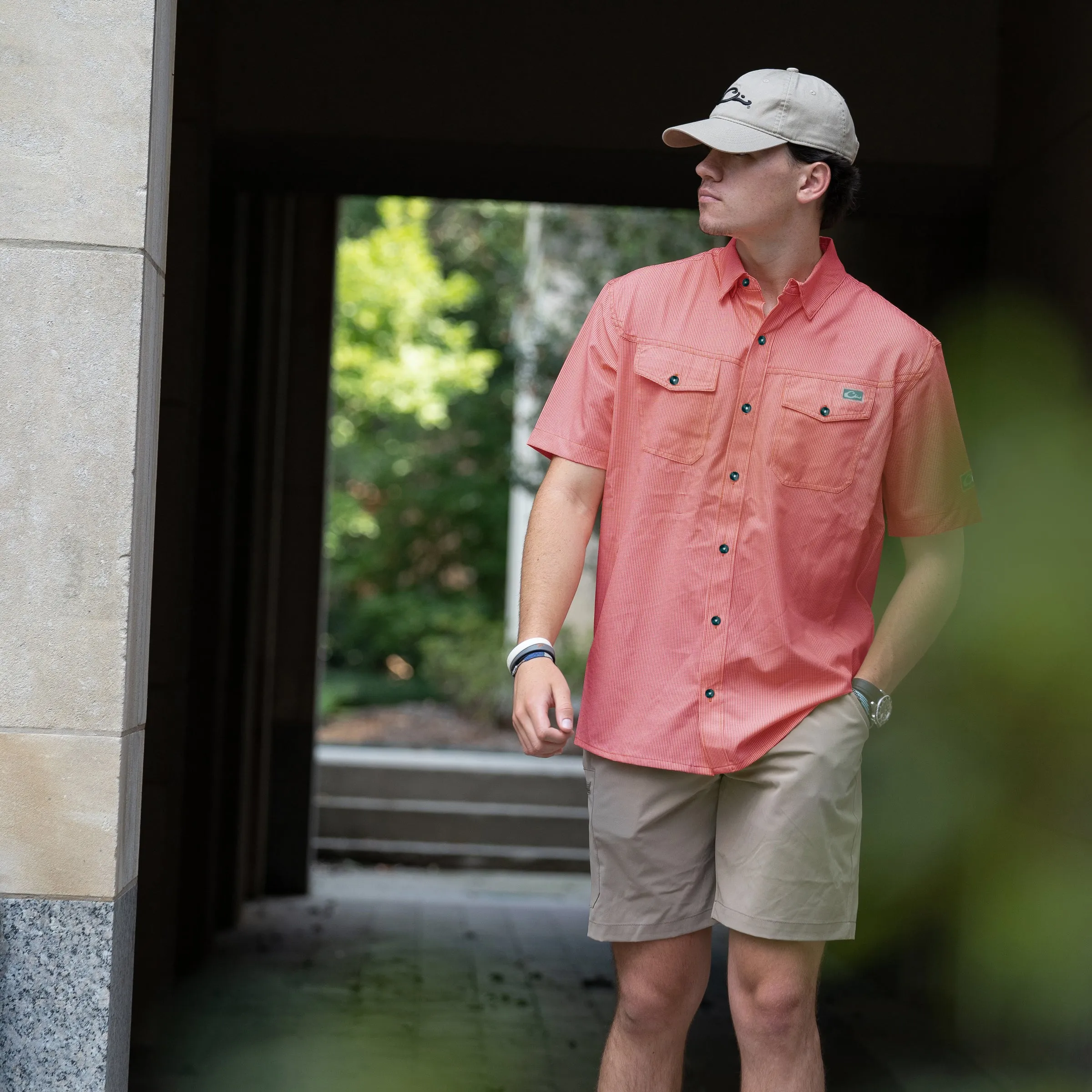 Frat Gingham Check Button-Down Short Sleeve Shirt