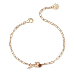 Garnet Gold Leaping Rabbit Bracelet