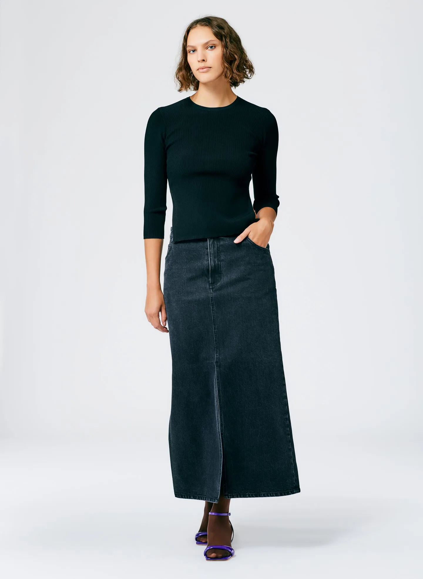Giselle Stretch Sweater Circle Openback Pullover