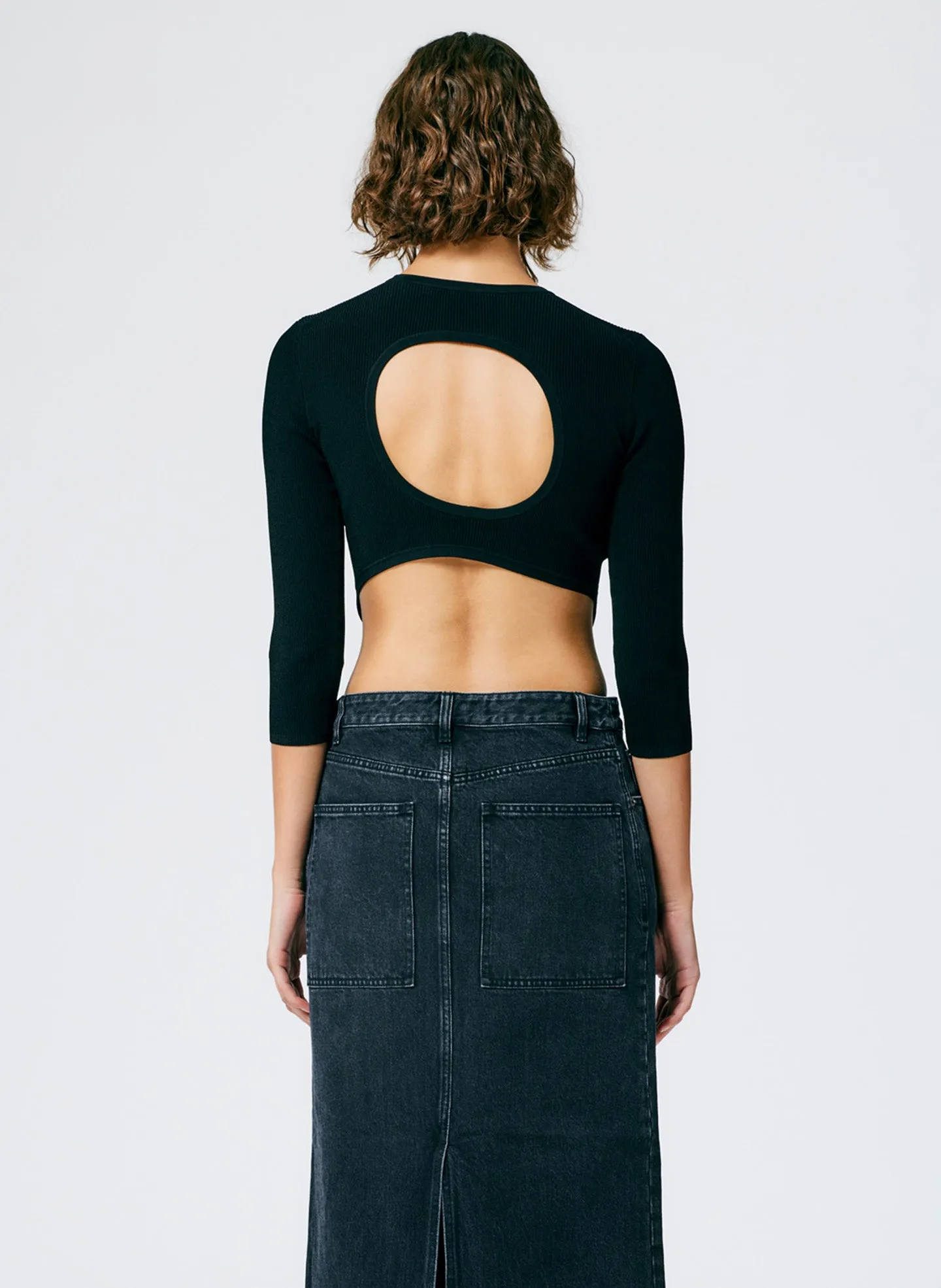 Giselle Stretch Sweater Circle Openback Pullover
