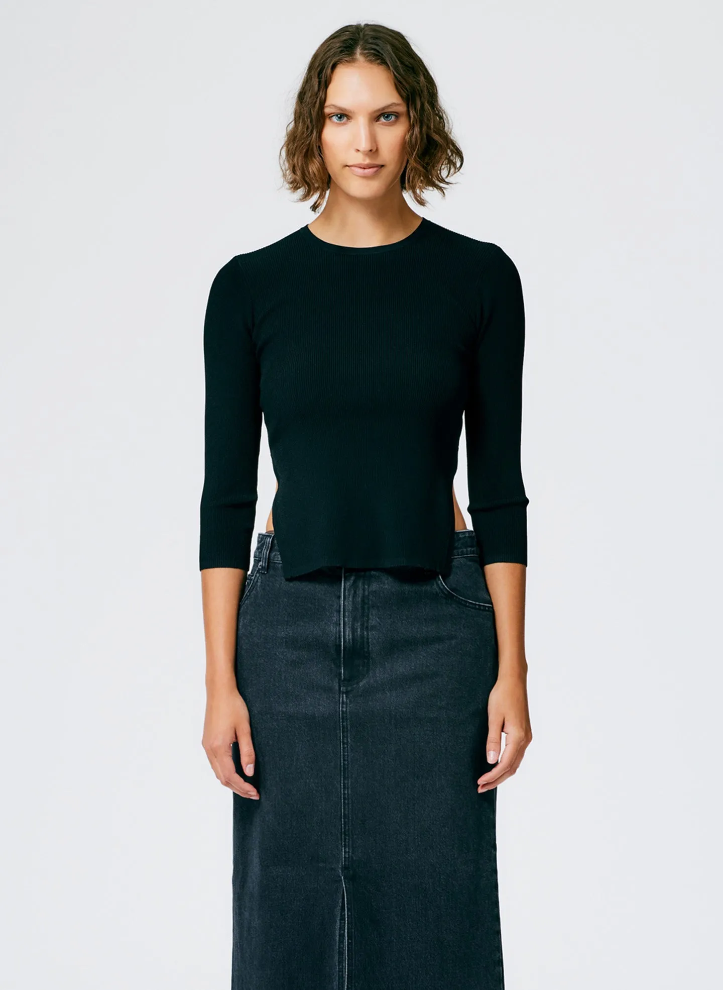 Giselle Stretch Sweater Circle Openback Pullover