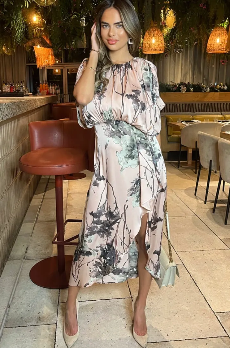 Hannah Dusty Pink Print Dress
