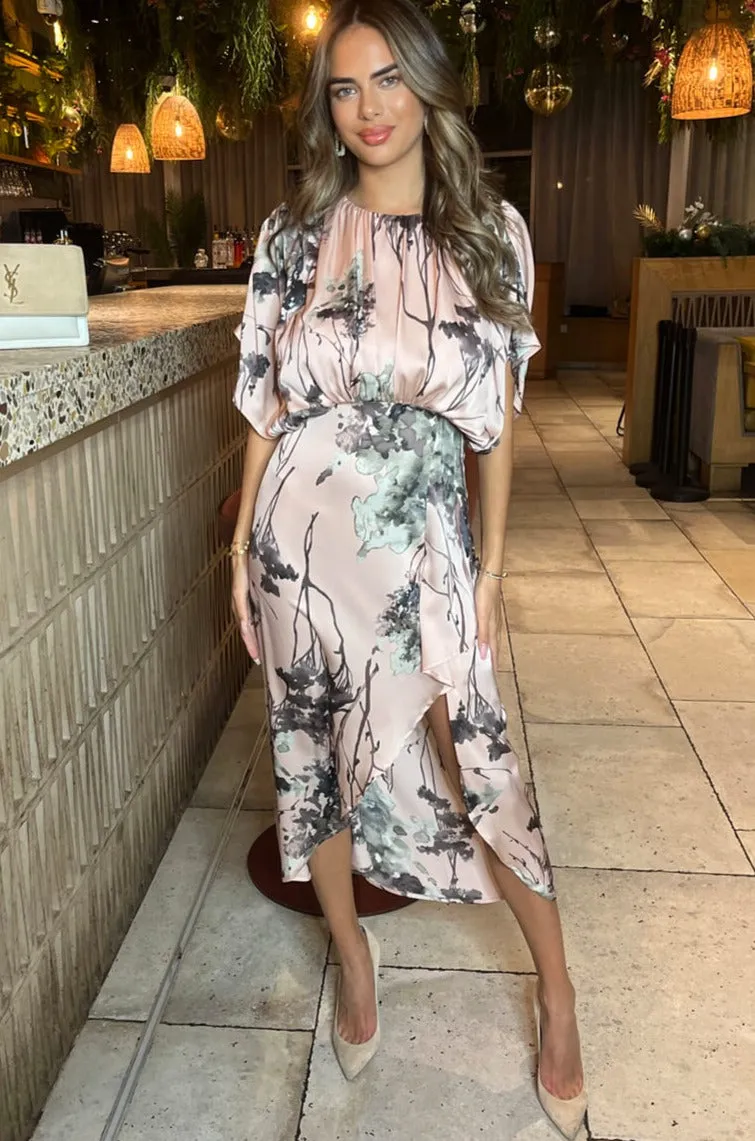 Hannah Dusty Pink Print Dress