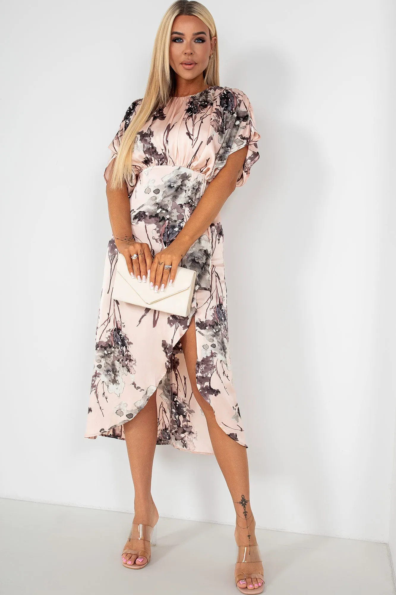 Hannah Dusty Pink Print Dress