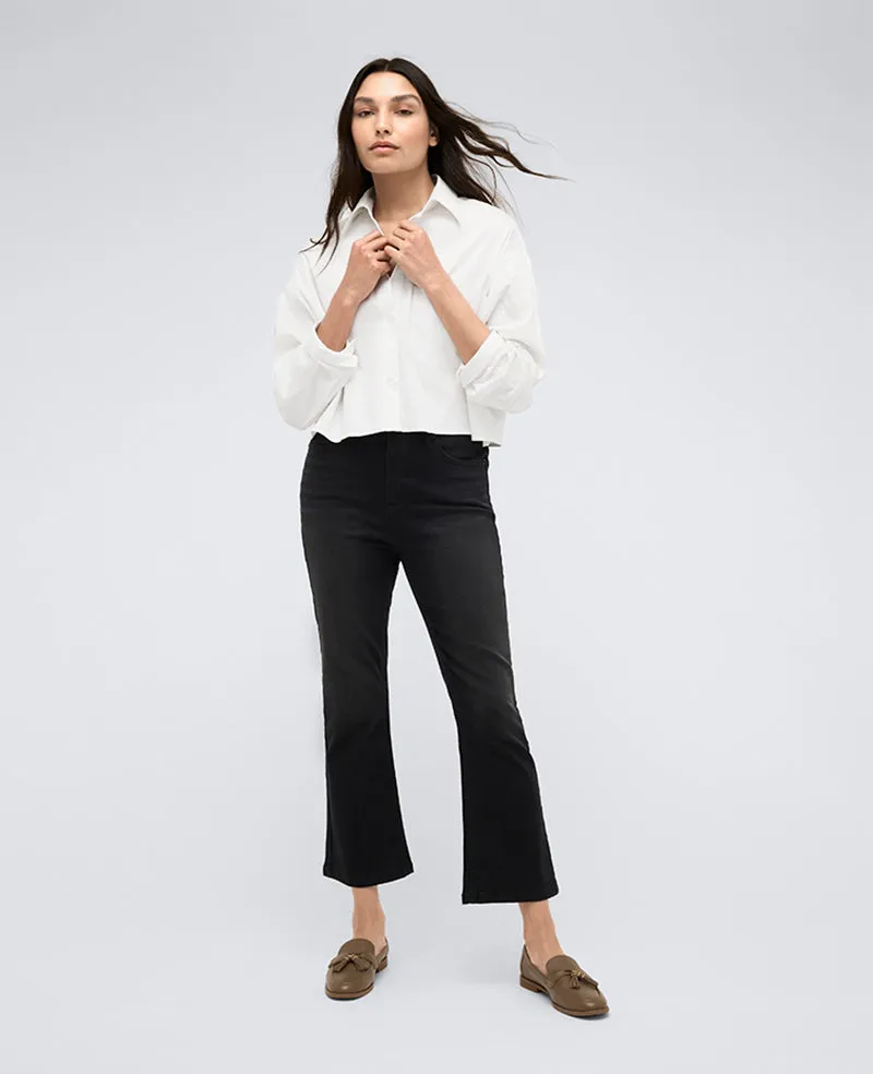High Rise Cropped Kick Flare Denim Jeans