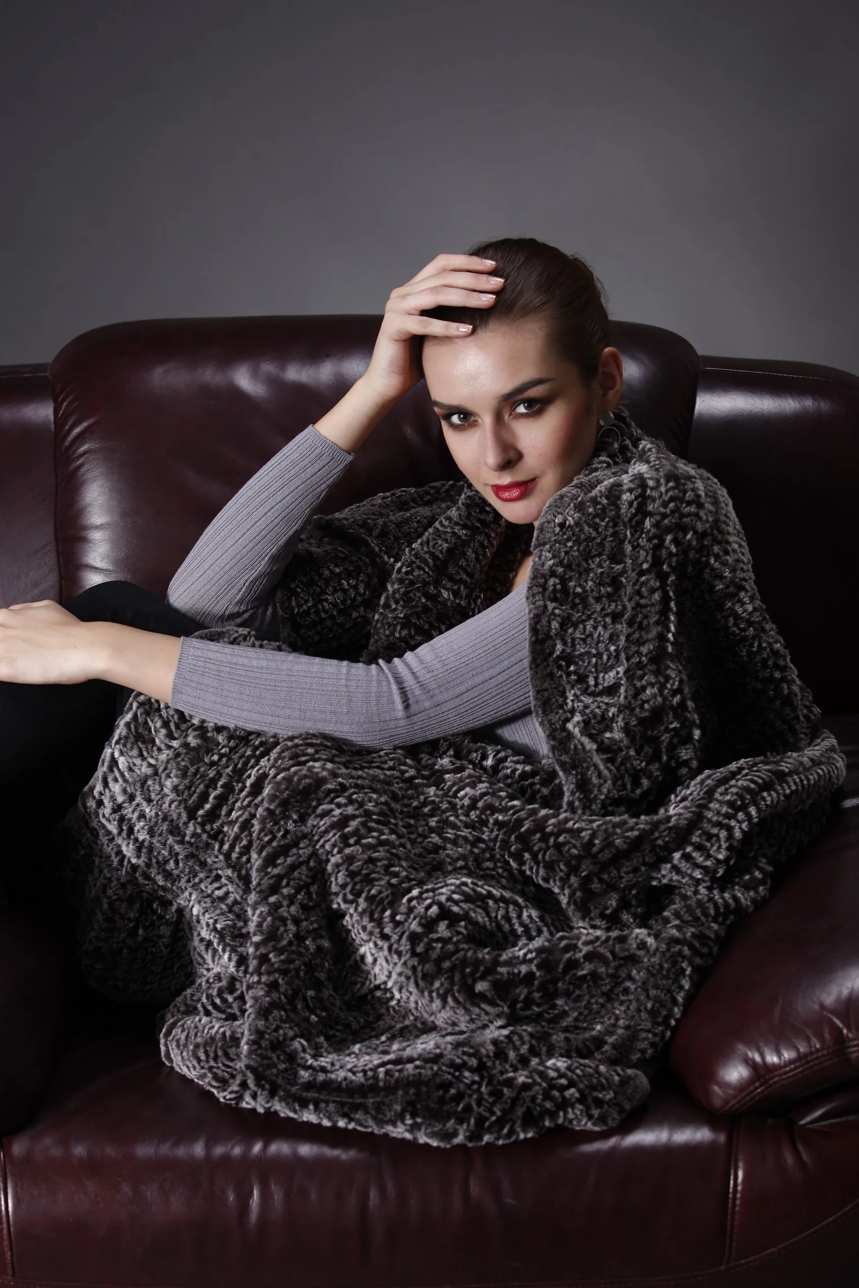 Home Collection - Knitted Rex Rabbit Fur Blanket