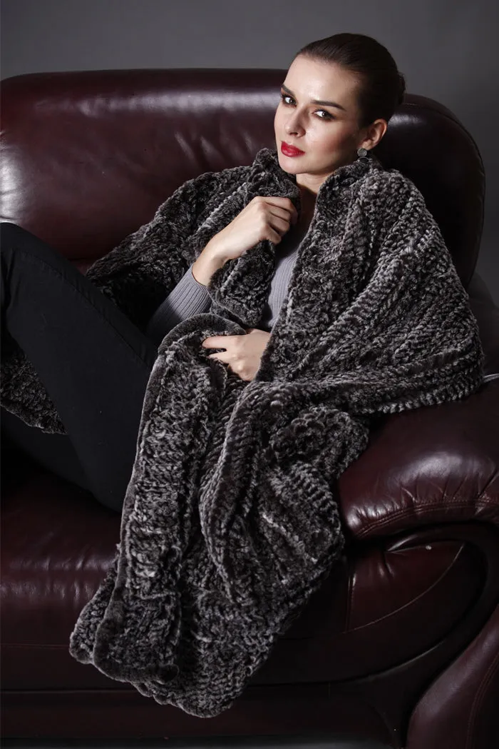 Home Collection - Knitted Rex Rabbit Fur Blanket