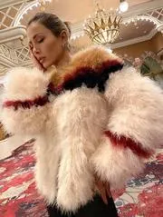 Jacket Frankie Camel, Black, Wine and Cream