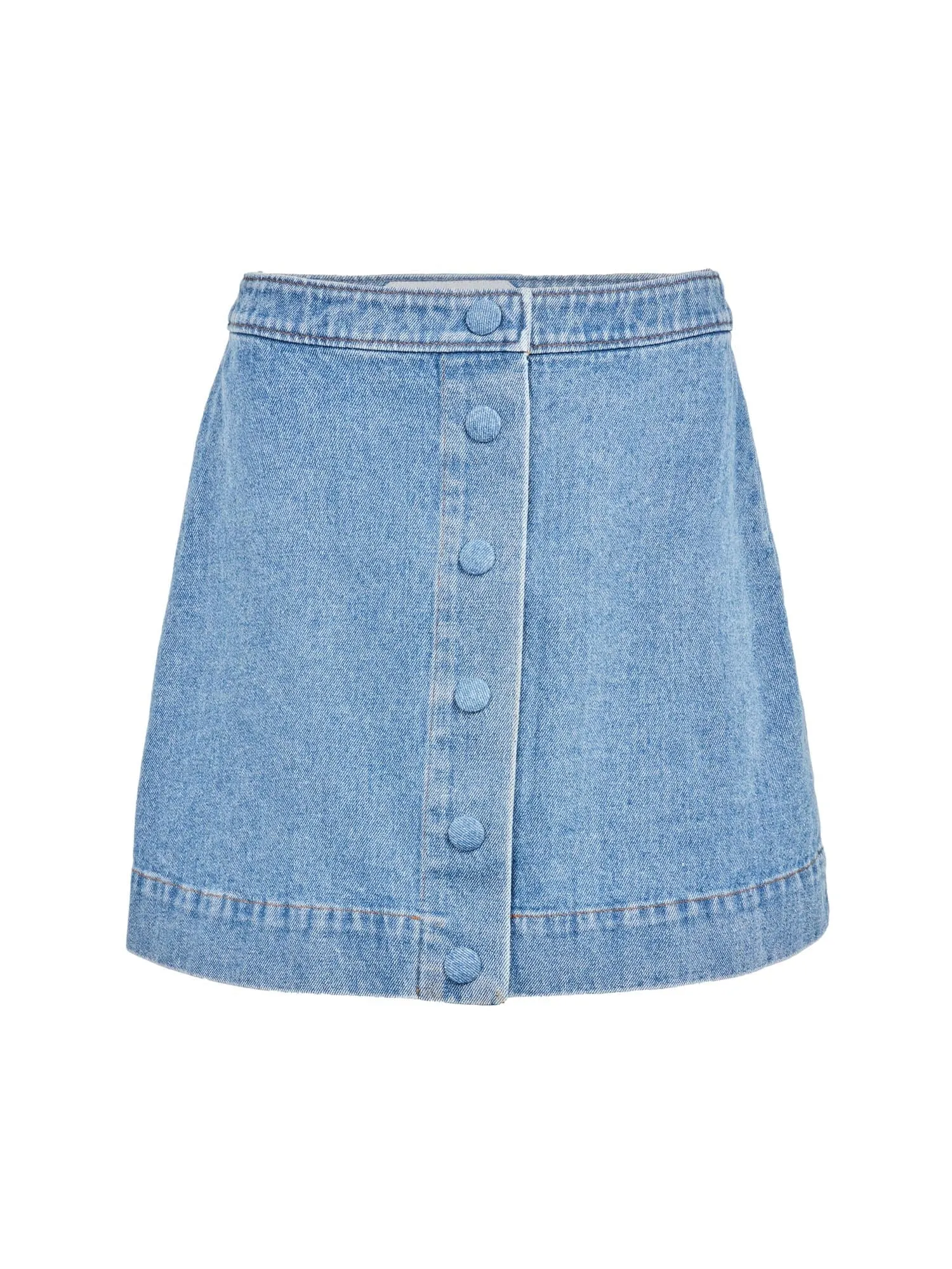 JOHANNE - Mini jupe boutonnée en denim délavé Oeko-Tex Bleu
