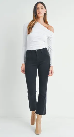Just Black Denim HR Tonal Crop Flare - Black