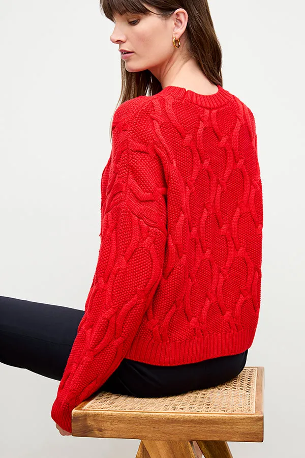 Kiki Sweater - Cable Knit :: Strawberry
