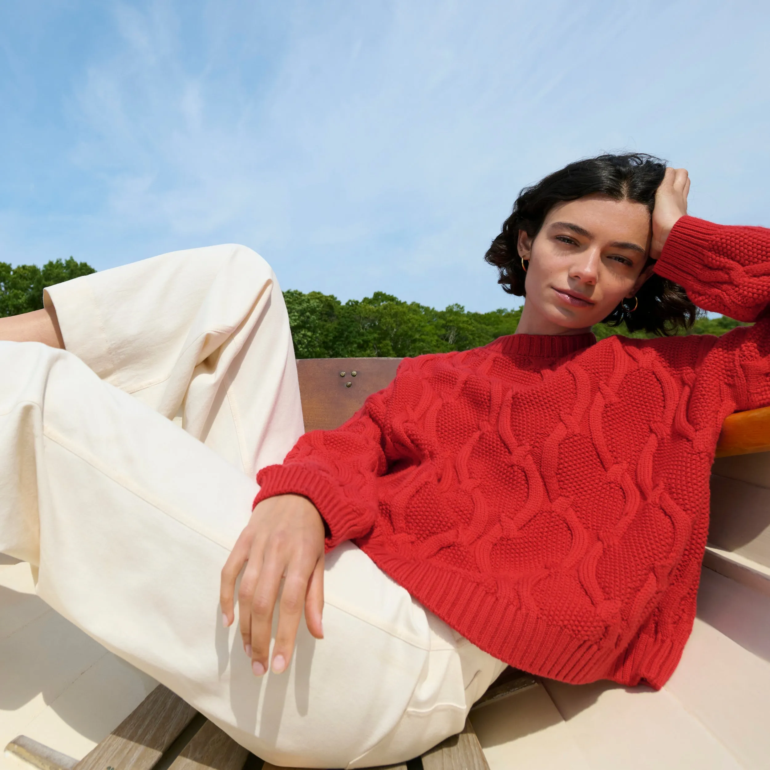 Kiki Sweater - Cable Knit :: Strawberry
