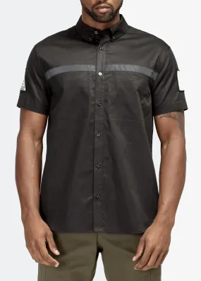Konus Men's Reflective Short Sleeve Button Down in Black