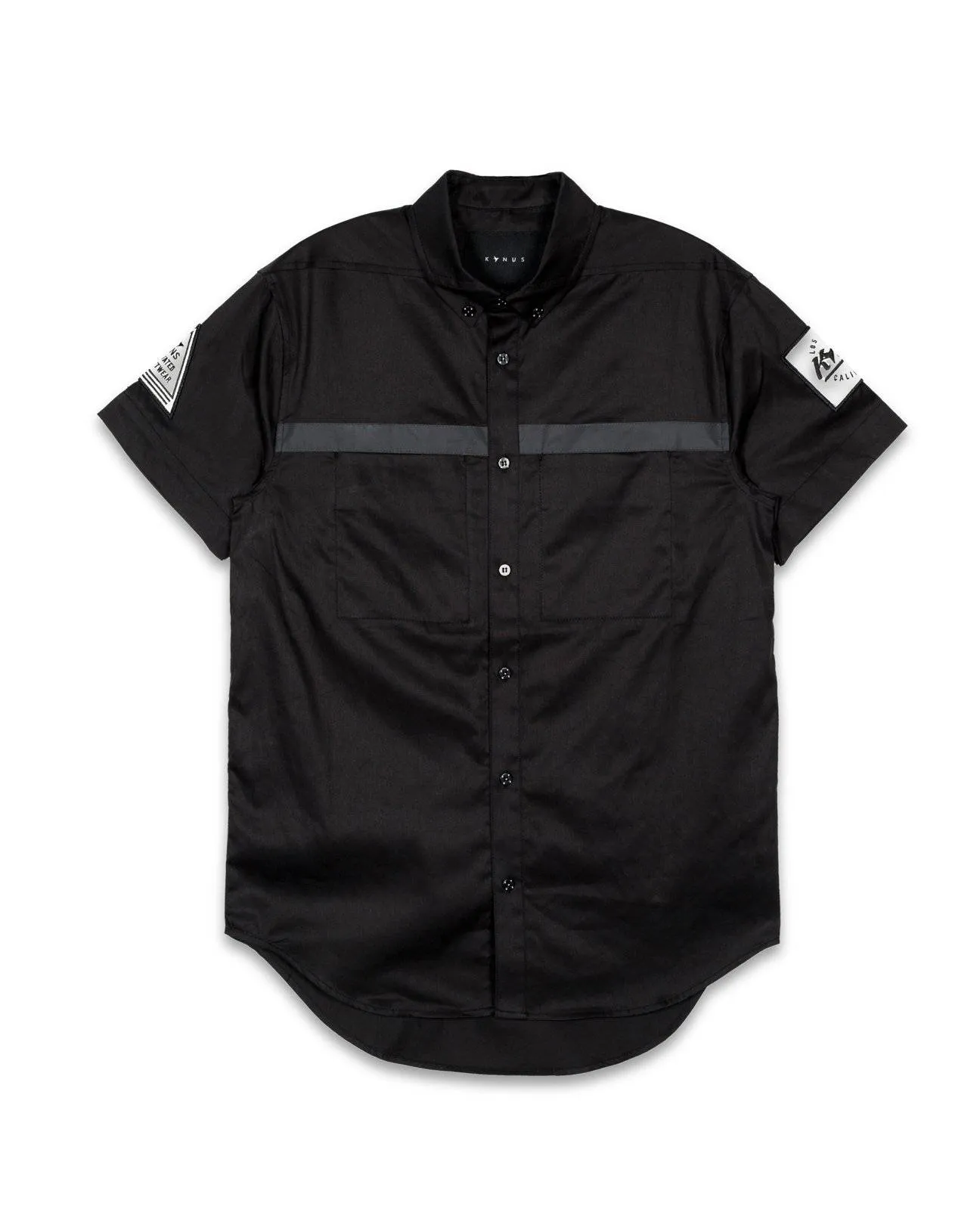 Konus Men's Reflective Short Sleeve Button Down in Black
