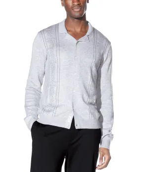 Luigi Full Placket Sweater Camp Shirt (Heather Gray)