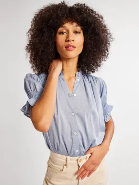Marnie Top in Chambray Polka Dot