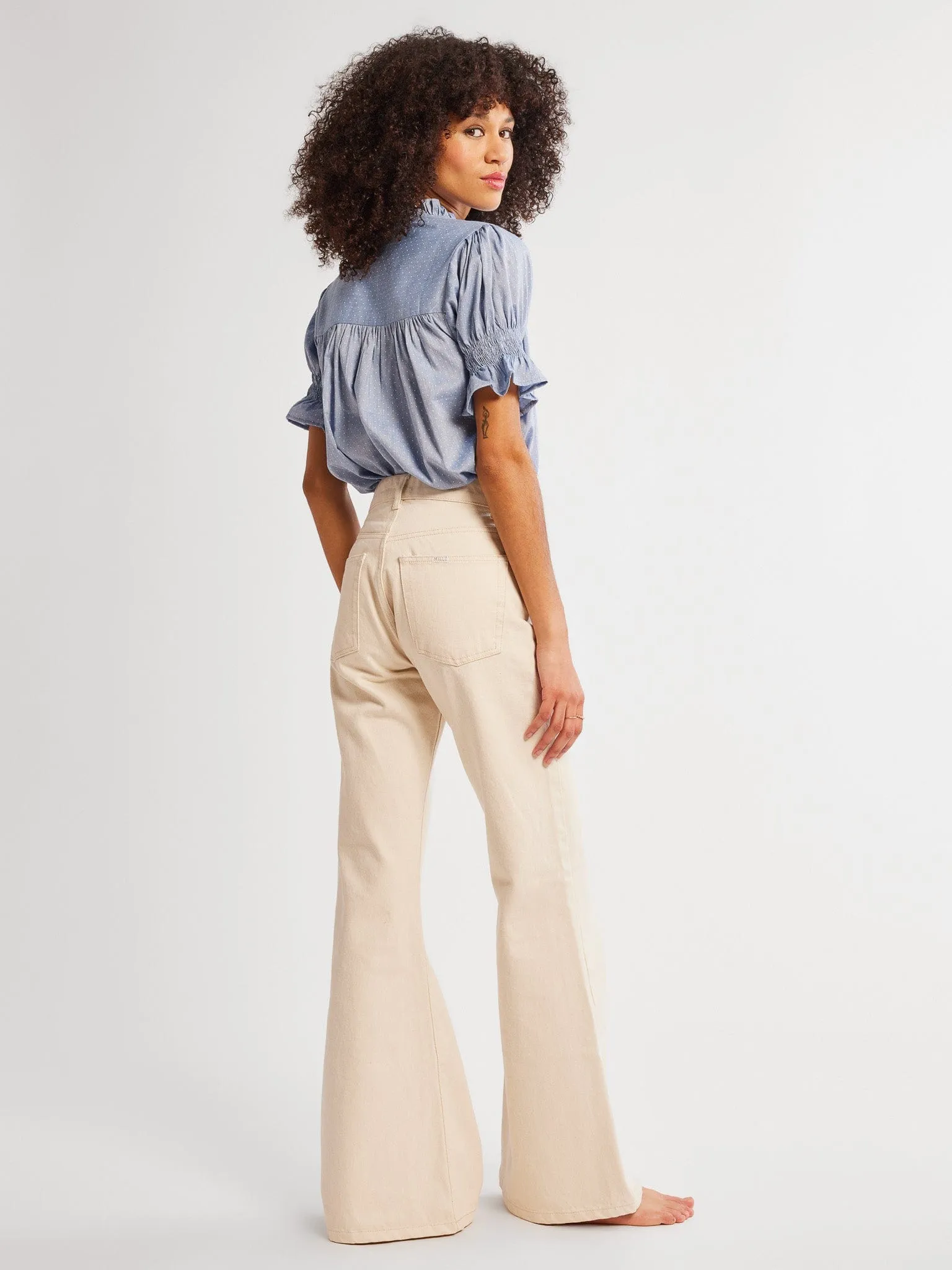 Marnie Top in Chambray Polka Dot