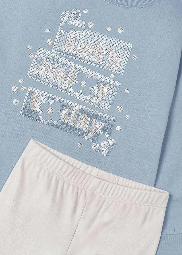 Mayoral 4709 056 - Sky Blue Suede Legging Set