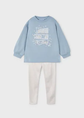 Mayoral 4709 056 - Sky Blue Suede Legging Set