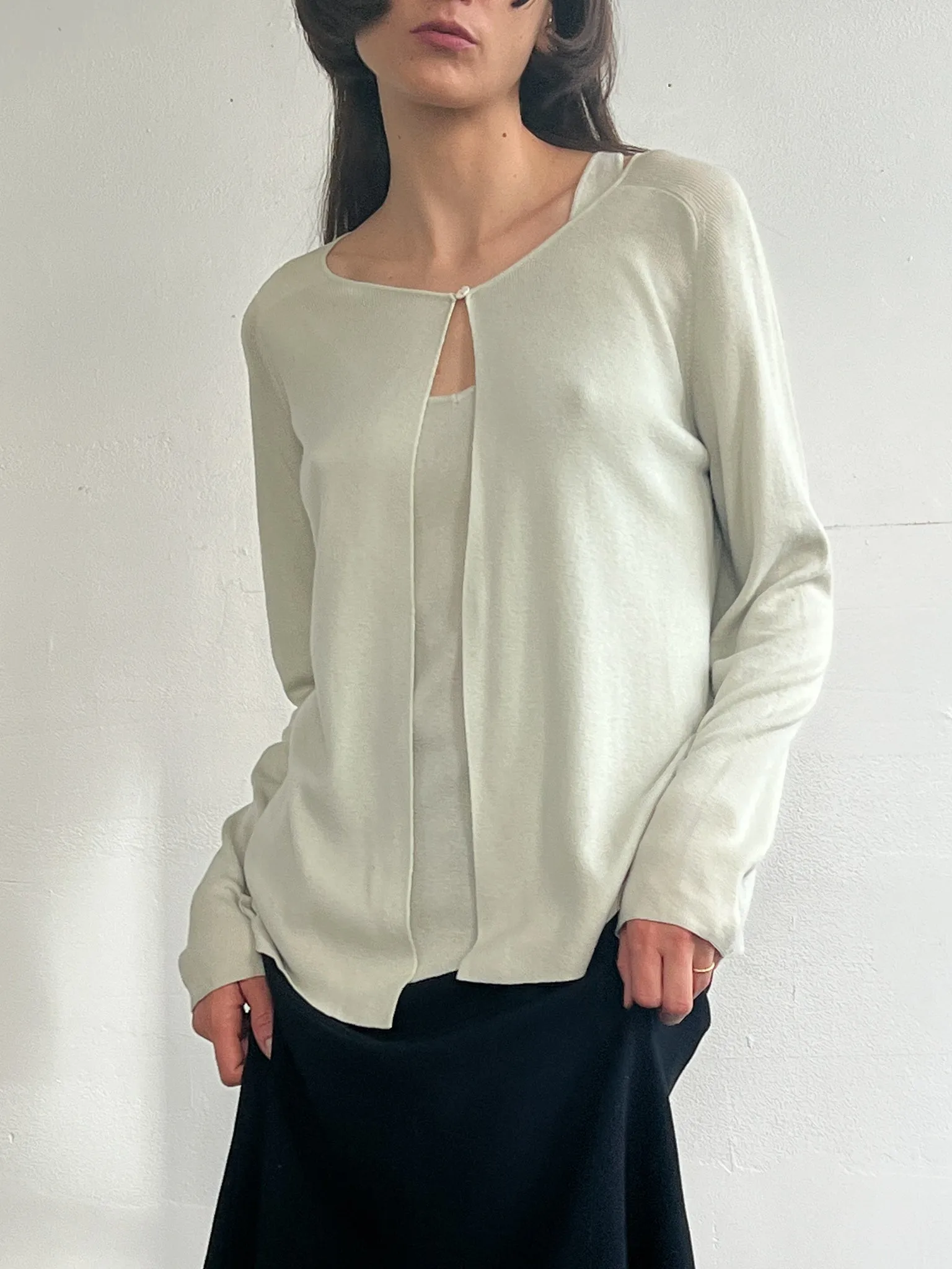 Mint Silk   Cashmere Twinset (L)