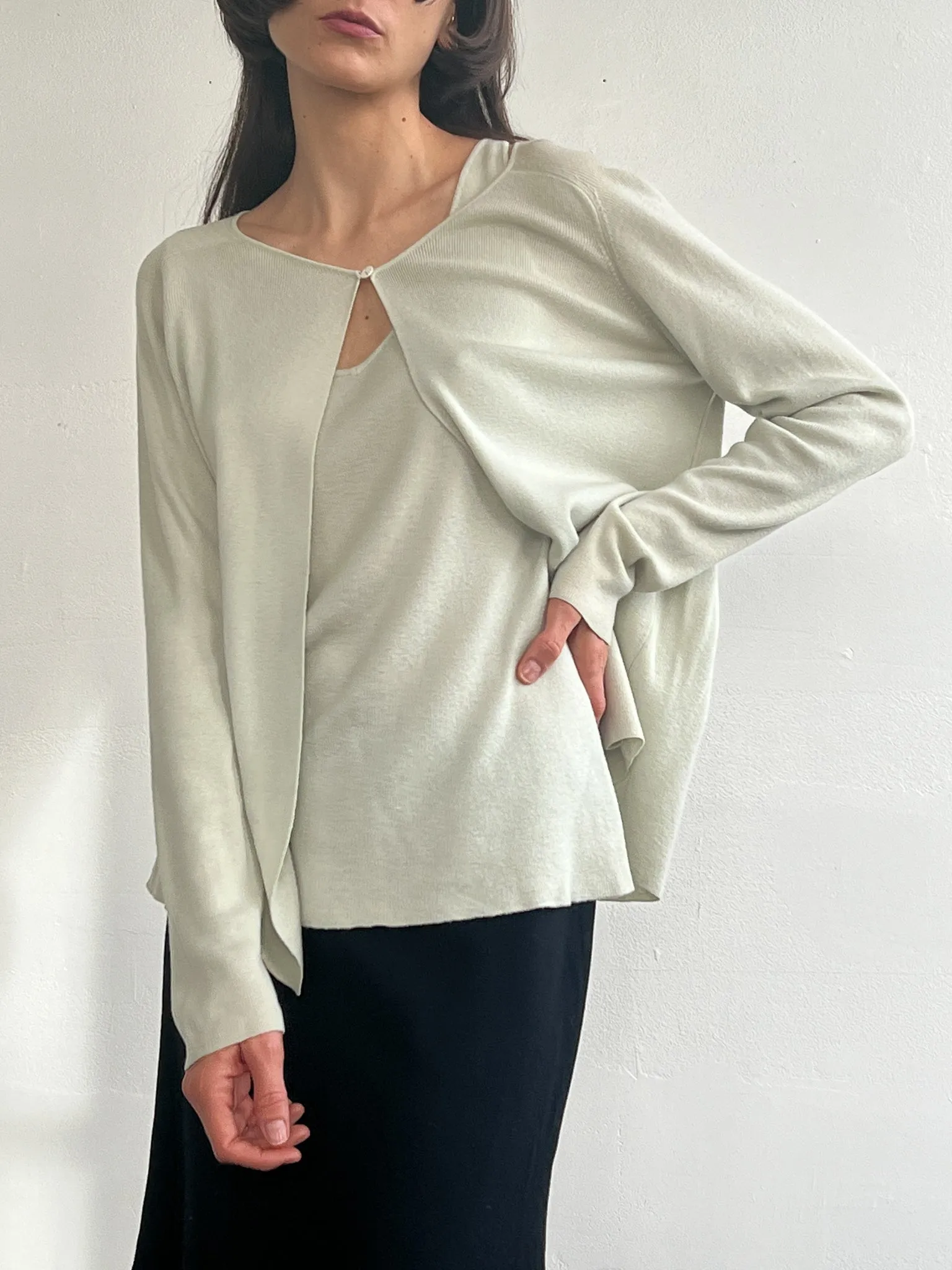 Mint Silk   Cashmere Twinset (L)