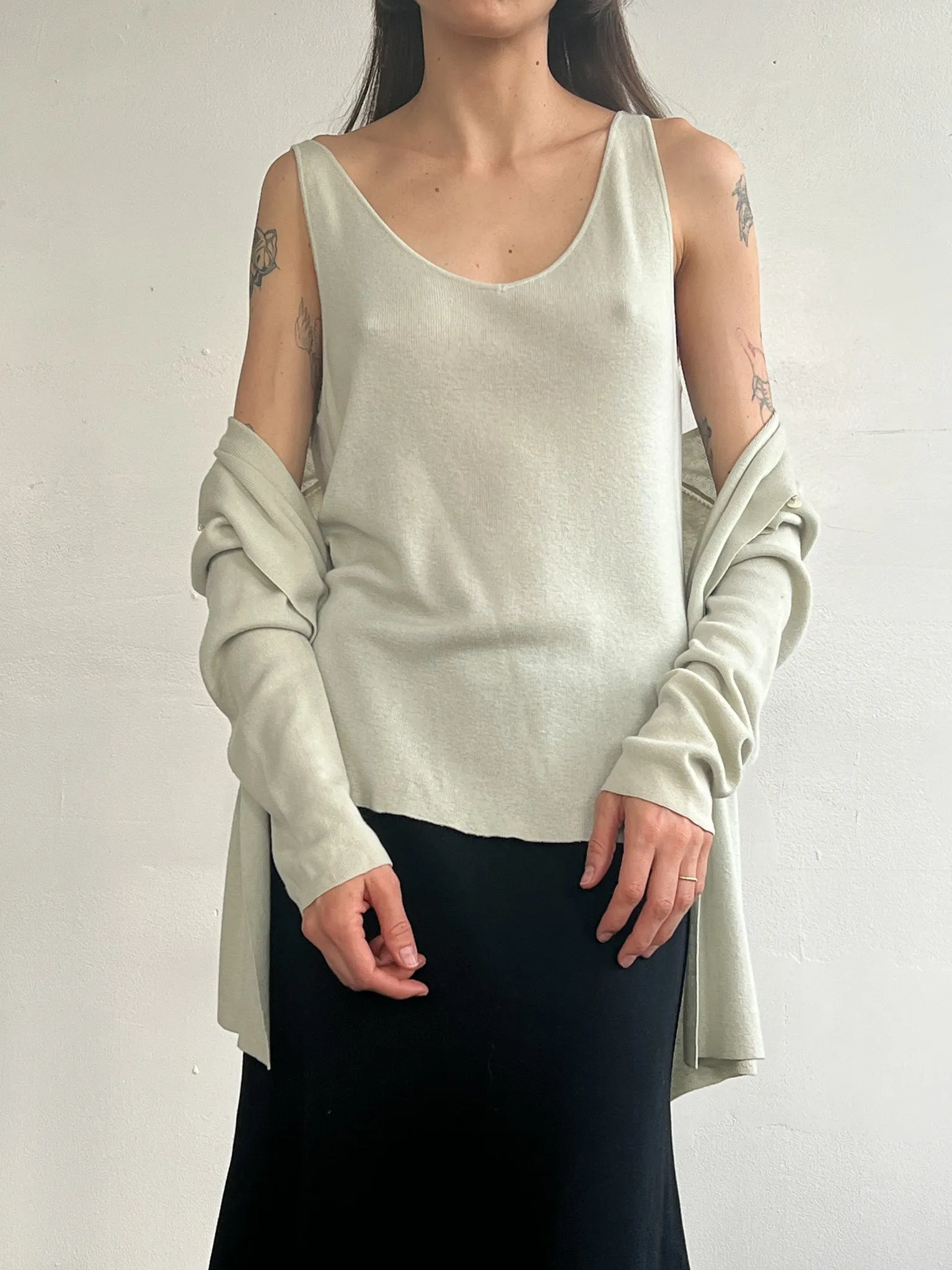 Mint Silk   Cashmere Twinset (L)