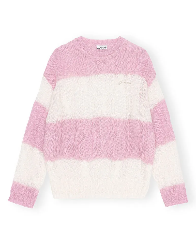 Mohair Stripe Cable Knit Lilac Sachet
