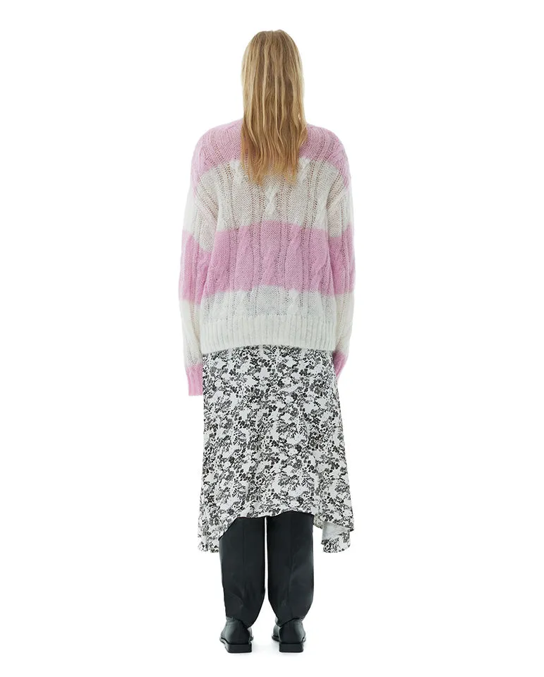 Mohair Stripe Cable Knit Lilac Sachet