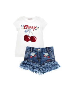 Monnalisa  - Cherry Denim Short Set