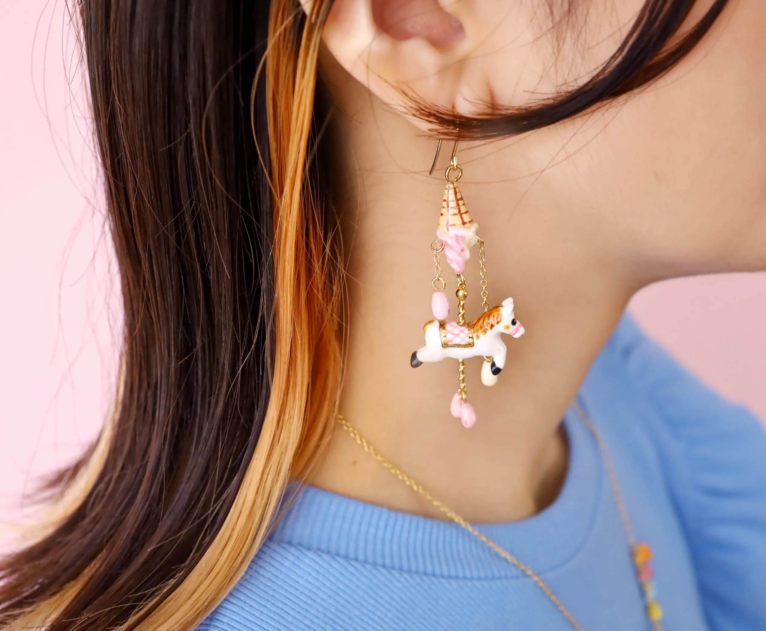 NB - MR23J003 Funfair horse & rabbit earrings