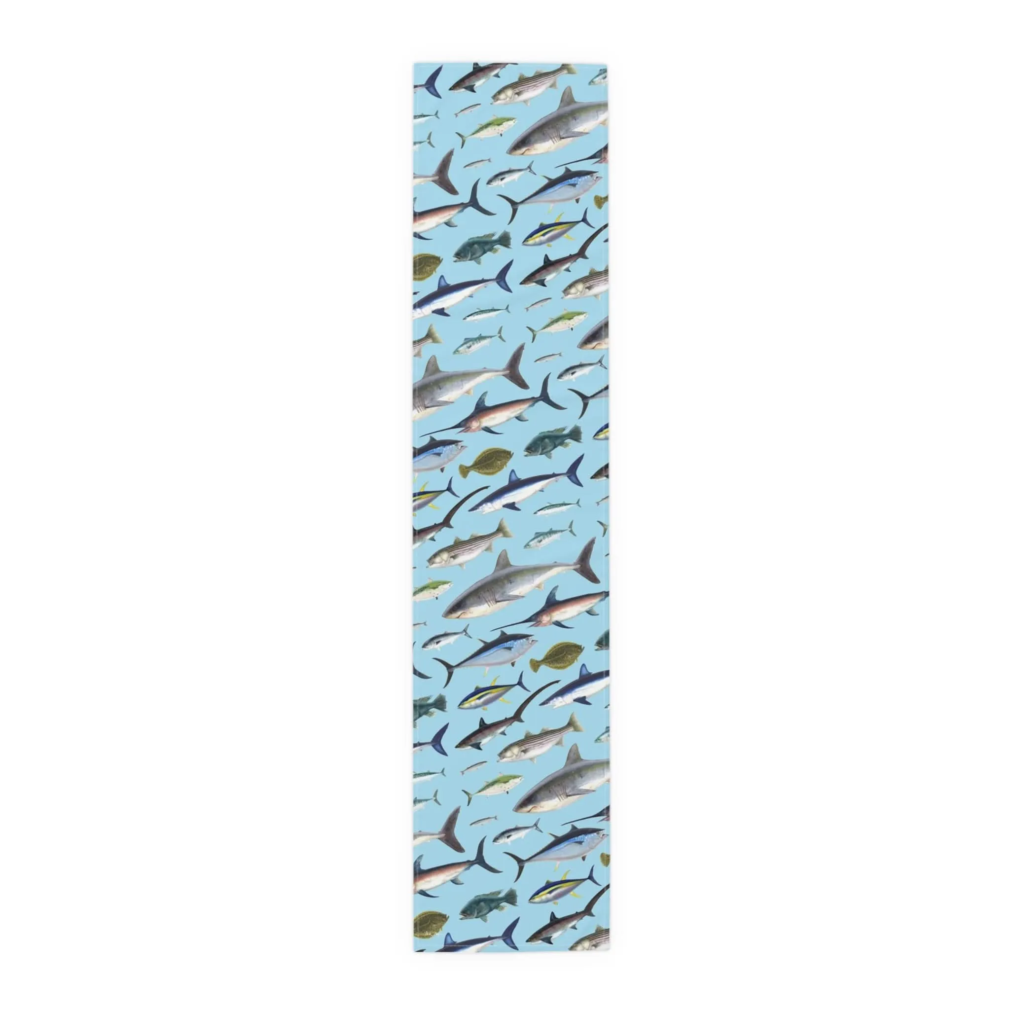 NE Fish Blue Cotton Table Runner