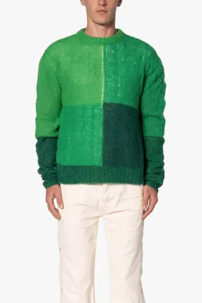 Open Knit Square Sweater - Green
