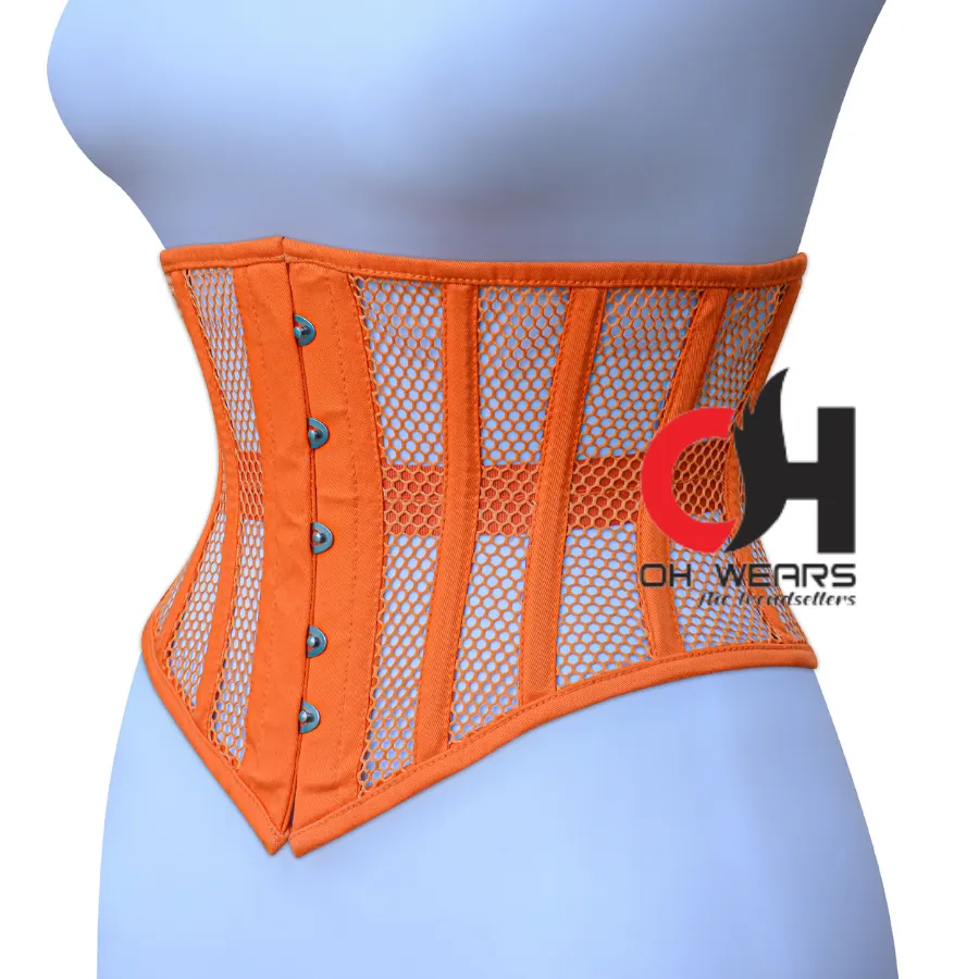 Orange Mesh Underbust Corset Steel Boned Waist Trainer