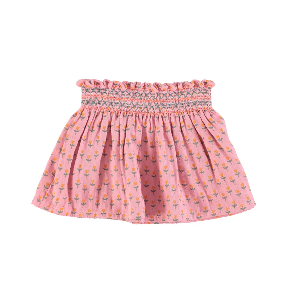 PIUPIUCHICK PINK LITTLE FLOWERS SHORT SKIRT
