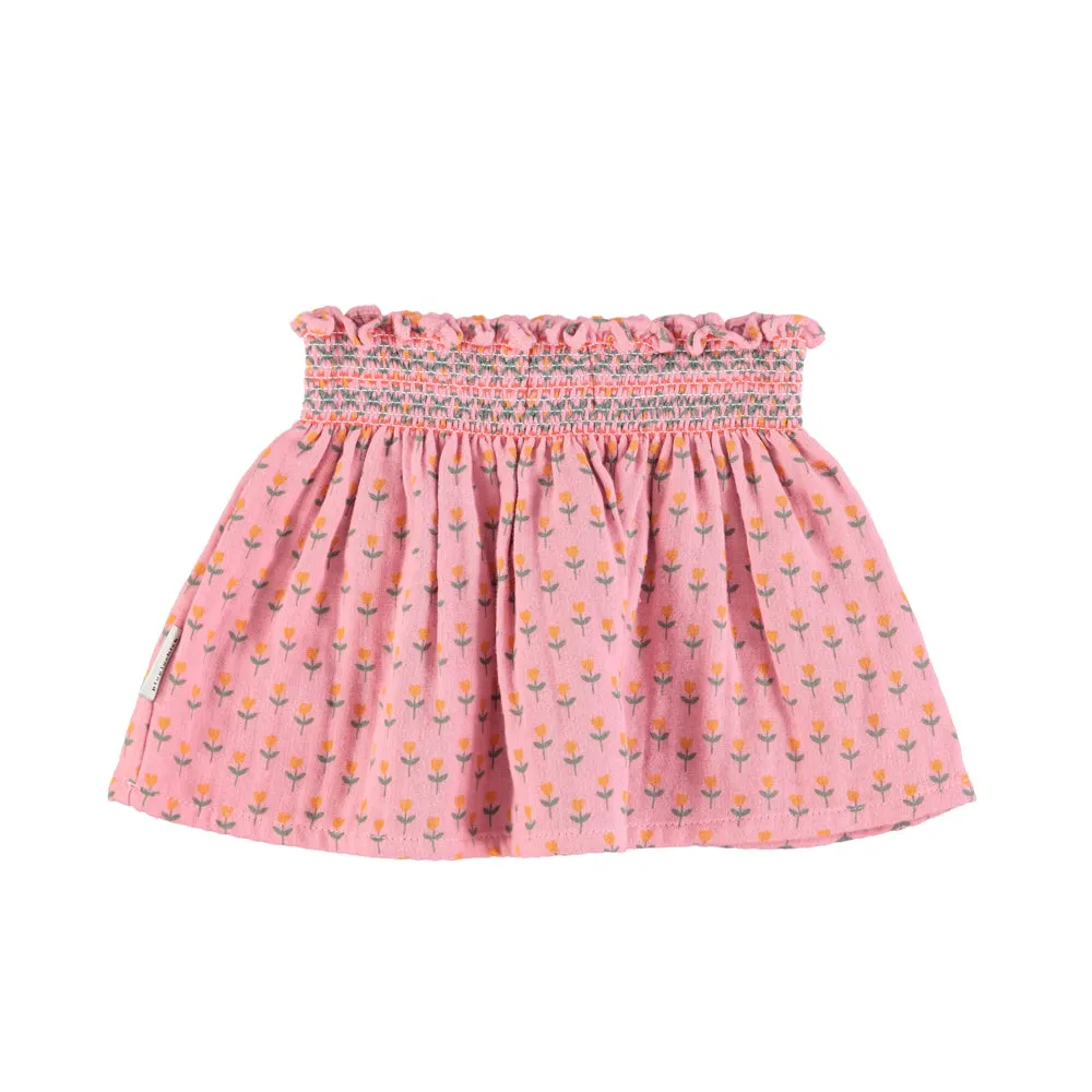 PIUPIUCHICK PINK LITTLE FLOWERS SHORT SKIRT
