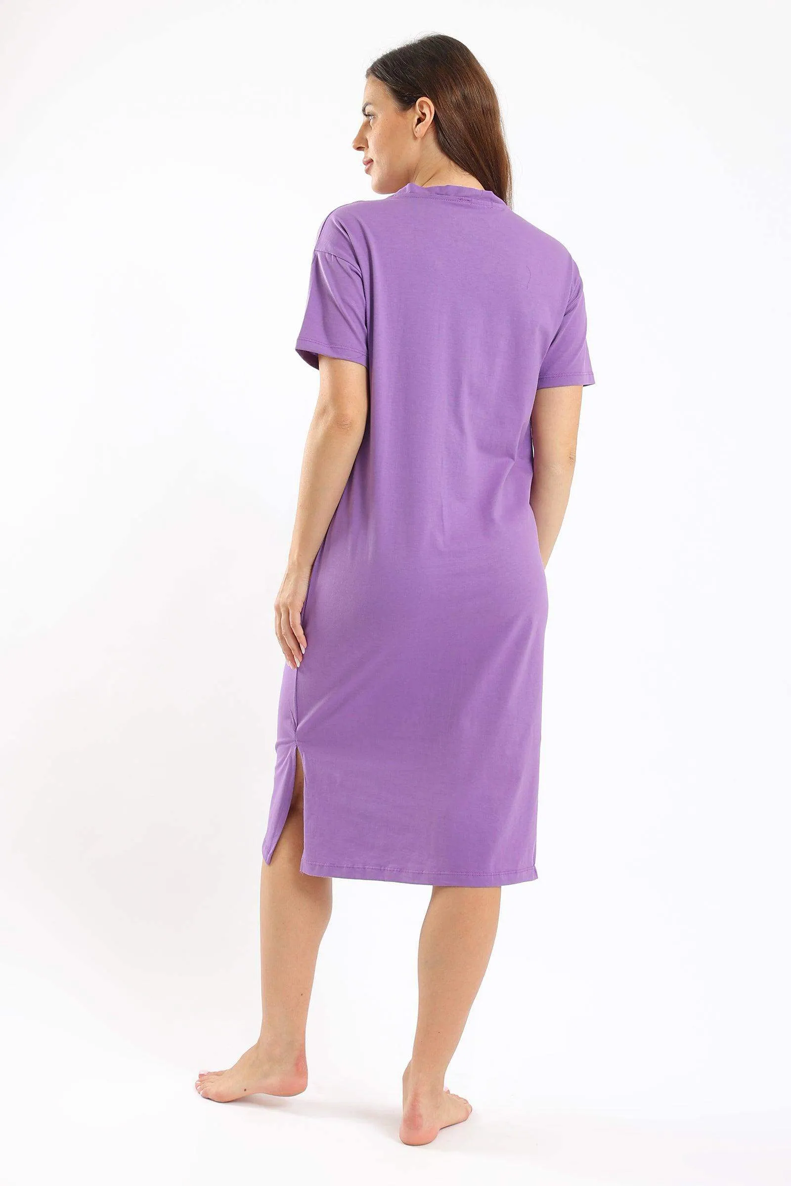 Purple V-Neck Dress