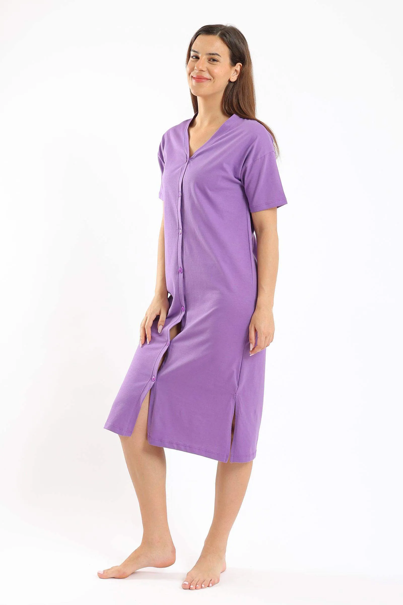 Purple V-Neck Dress