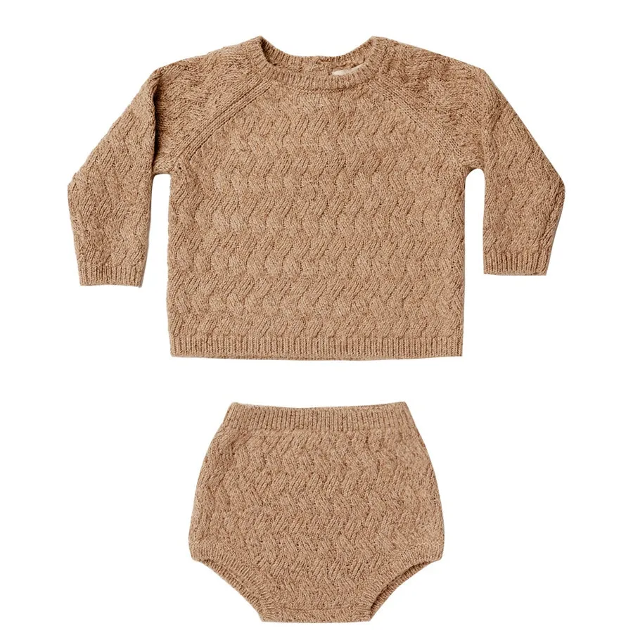 Quincy Mae Mira Knit Set | Heathered Apricot