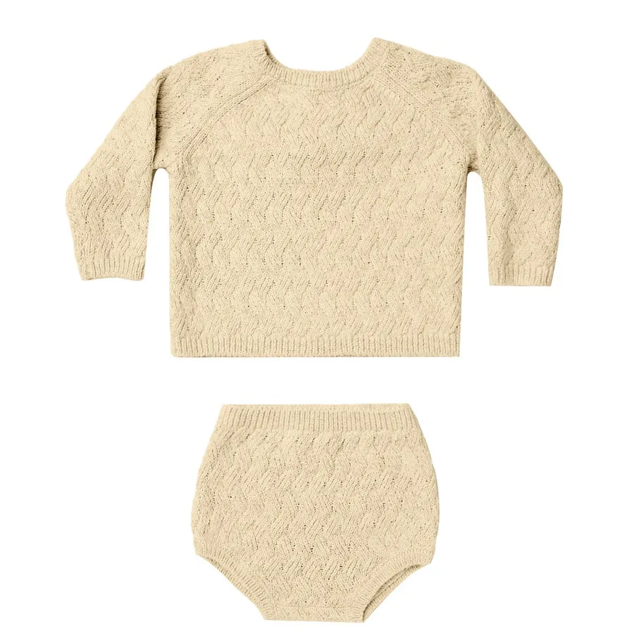 Quincy Mae Mira Knit Set | Heathered Yellow